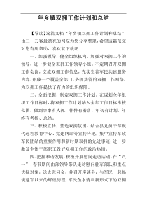 年乡镇双拥工作计划和总结