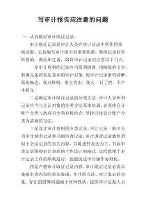 写审计报告应注意的问题
