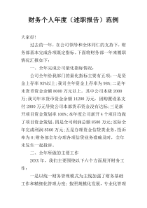财务个人年度（述职报告）范例