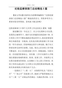 纪检监察部部门总结精选5篇