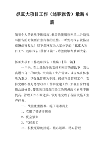 抓重大项目工作（述职报告）最新4篇