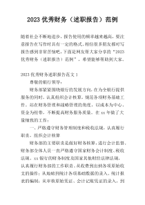 2023优秀财务（述职报告）范例