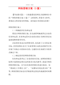 网络营销方案（3篇）
