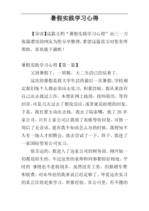 暑假实践学习心得