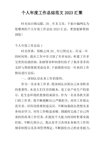 个人年度工作总结范文2023汇聚