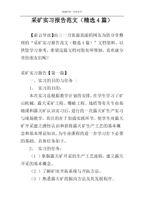 采矿实习报告范文（精选4篇）