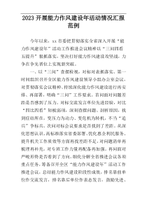 2023开展能力作风建设年活动情况汇报范例