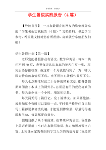 学生暑假实践报告（4篇）