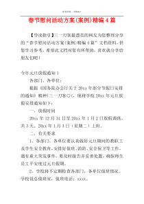 春节慰问活动方案(案例)精编4篇