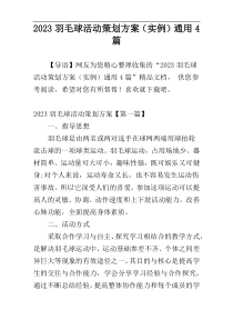 2023羽毛球活动策划方案（实例）通用4篇