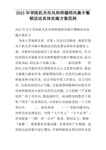 2023年学院机关作风和师德师风集中整顿活动具体实施方案范例