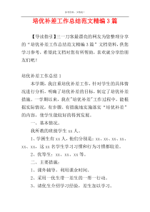 培优补差工作总结范文精编3篇