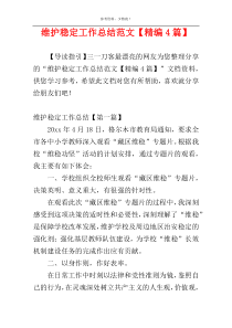 维护稳定工作总结范文【精编4篇】
