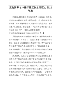 宣传防养老诈骗年度工作总结范文2022年度