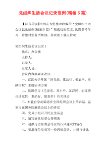 党组织生活会议记录范例(精编5篇)
