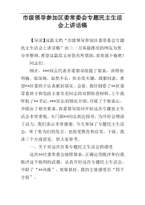 市级领导参加区委常委会专题民主生活会上讲话稿