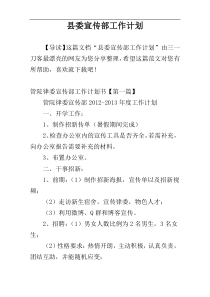 县委宣传部工作计划