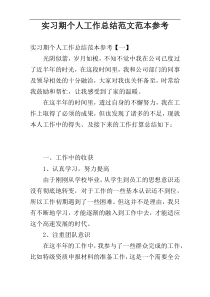 实习期个人工作总结范文范本参考