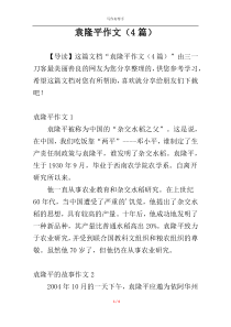袁隆平作文（4篇）