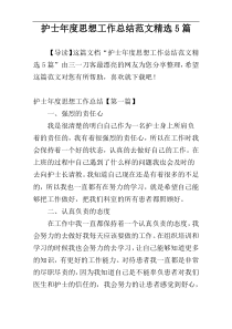 护士年度思想工作总结范文精选5篇