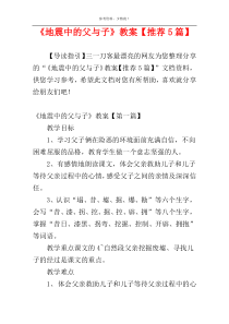 《地震中的父与子》教案【推荐5篇】