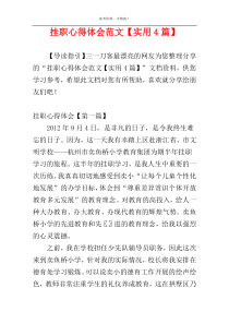挂职心得体会范文【实用4篇】
