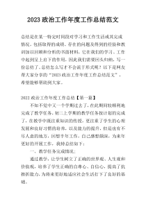 2023政治工作年度工作总结范文