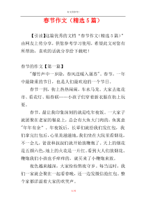 春节作文（精选5篇）