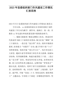 2023年县委组织部门作风建设工作情况汇报范例