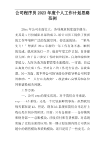 公司程序员2023年度个人工作计划思路范例