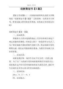 迎新策划书【5篇】