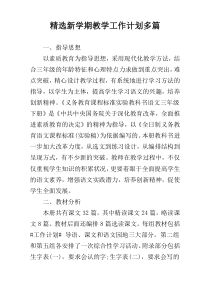 精选新学期教学工作计划多篇