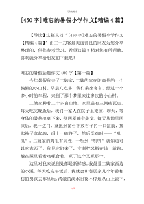 [450字]难忘的暑假小学作文【精编4篇】