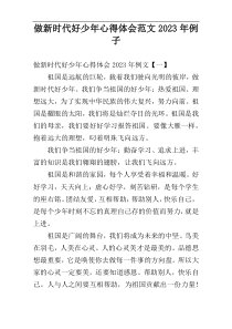 做新时代好少年心得体会范文2023年例子