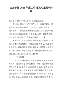 社区干部2023年度工作情况汇报范例5篇