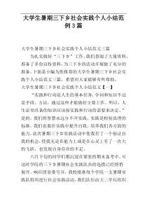 大学生暑期三下乡社会实践个人小结范例3篇