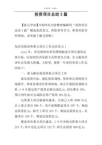 投资项目总结5篇