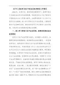 XX市人民政府2022年度法治政府建设工作情况