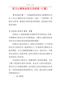 实习心得体会范文及收获（5篇）