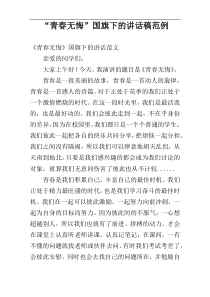 “青春无悔”国旗下的讲话稿范例