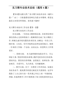 见习期专业技术总结（通用4篇）