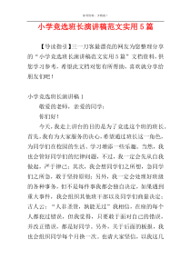 小学竞选班长演讲稿范文实用5篇