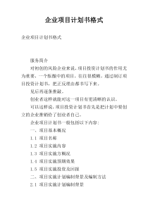 企业项目计划书格式