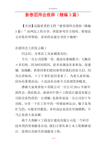 新春团拜会致辞（精编3篇）