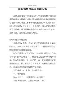 商场销售员年终总结5篇