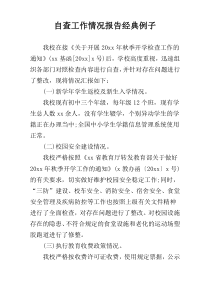 自查工作情况报告经典例子