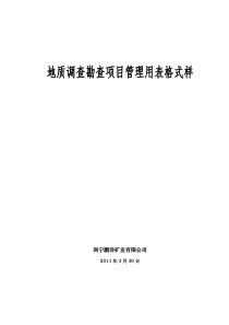 地质调查勘查项目管理用表格式样