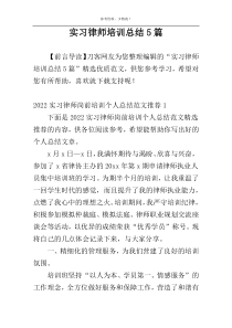 实习律师培训总结5篇