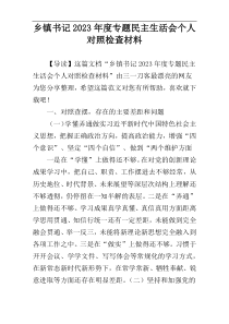 乡镇书记2023年度专题民主生活会个人对照检查材料