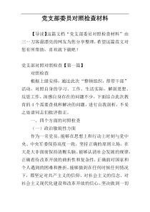 党支部委员对照检查材料